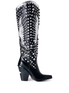 Wings and Crystal Black Western Boot