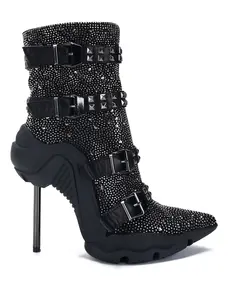Embellished Black Stiletto Bootie