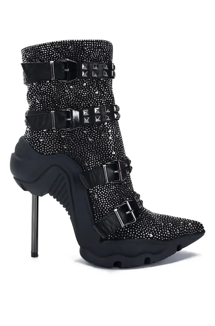 Embellished Black Stiletto Bootie