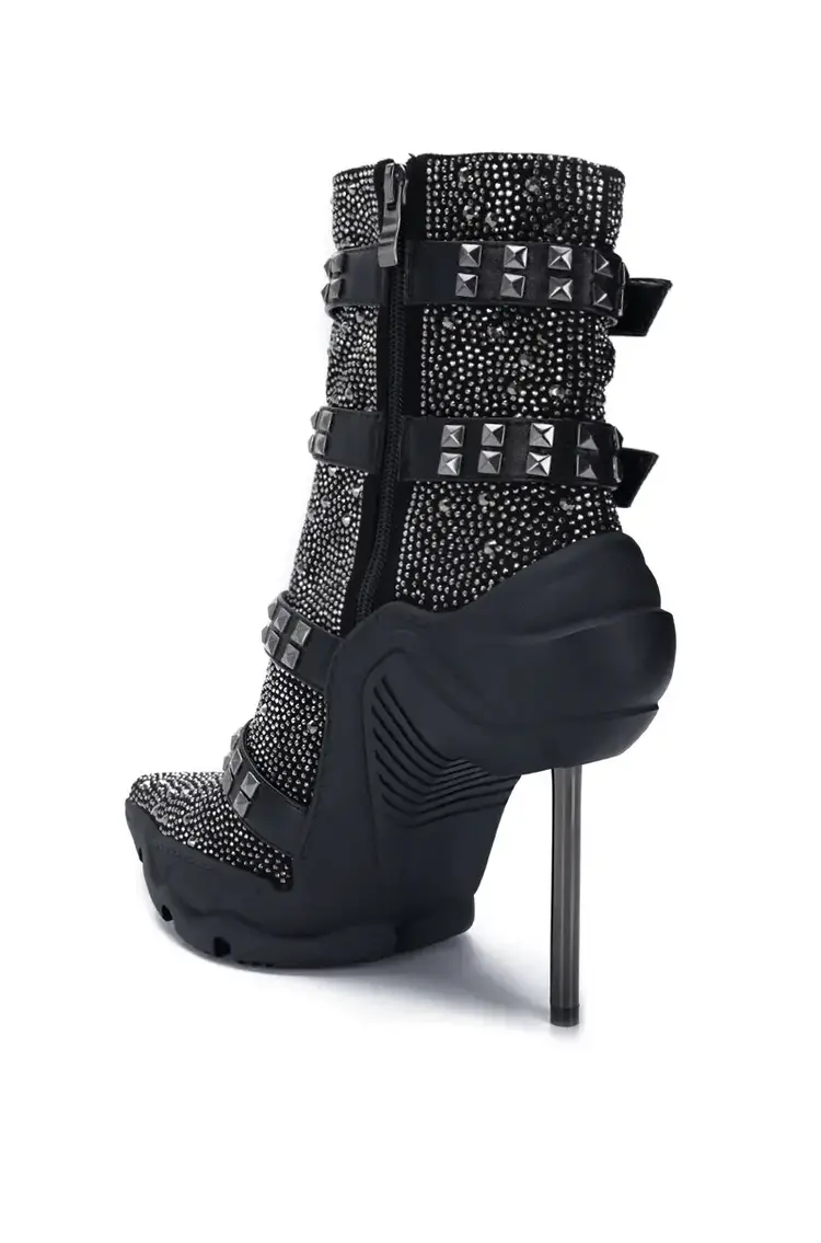 Embellished Black Stiletto Bootie