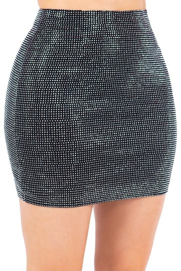 Rhinestone Mini Skirt with Zipper