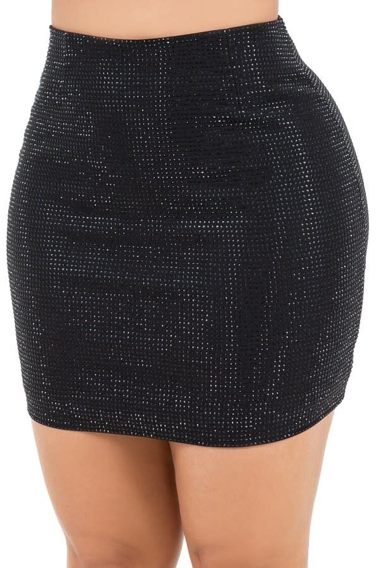 Rhinestone Mini Skirt with Zipper