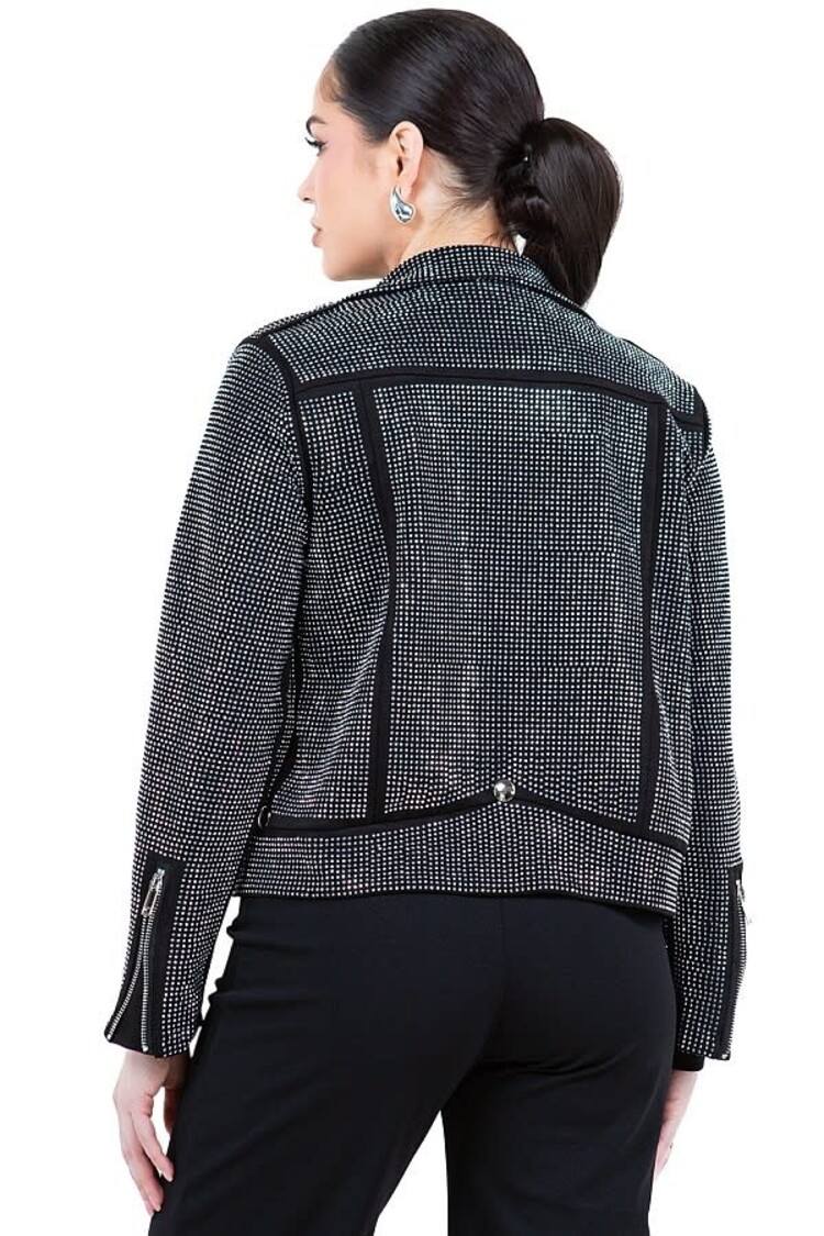 Rhinestone Moto Jacket in Knit