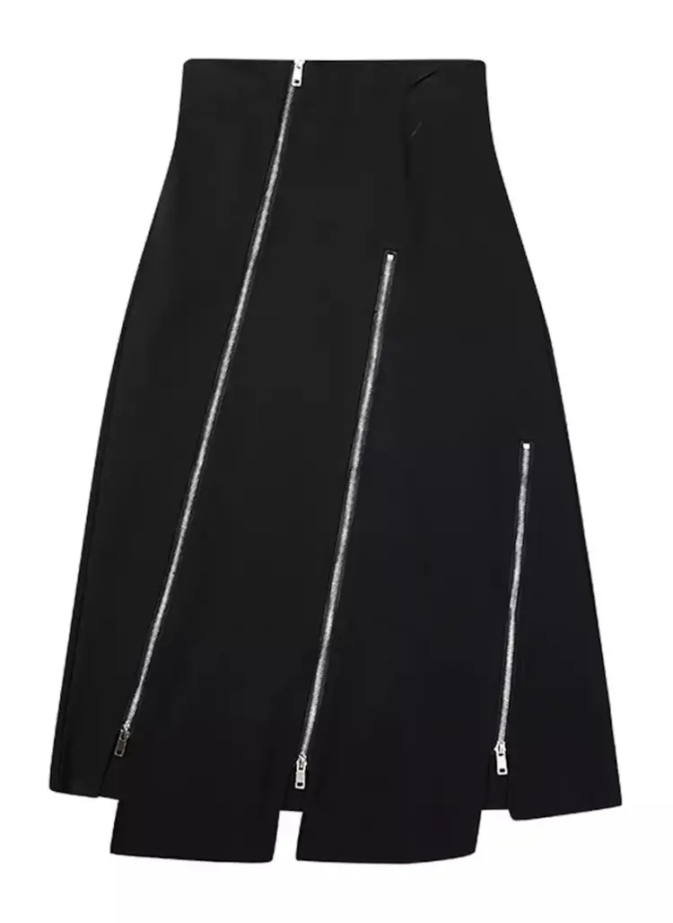 Asymmetrical Zipper Knit Skirt
