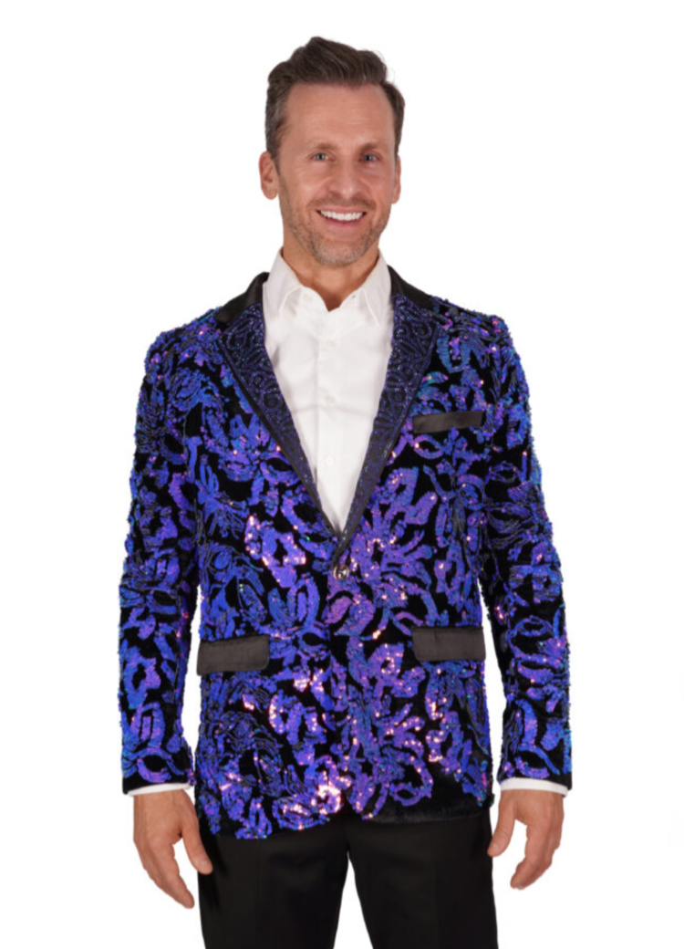 Purple Leaf Sequin Blazer