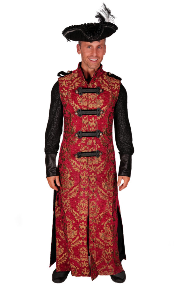 Gothic Damask Brocade Waistcoat Red