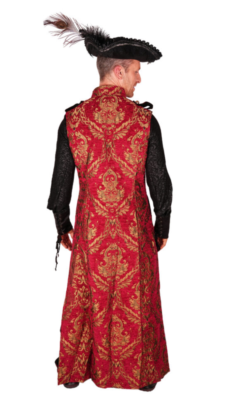 Gothic Damask Brocade Waistcoat Red