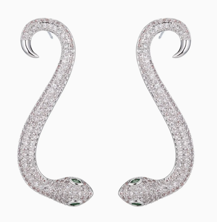 Charmer Rhinestone Snake Earrings