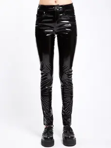 High Waisted Patent Jeans