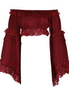 Smocked Flare Sleeve Peasant Top