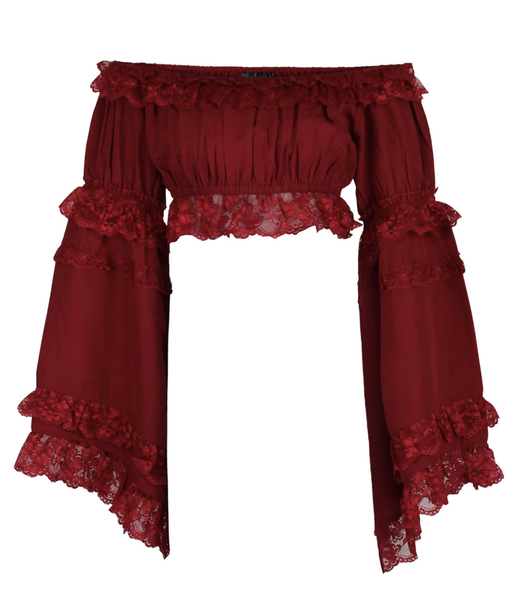 Smocked Flare Sleeve Peasant Top