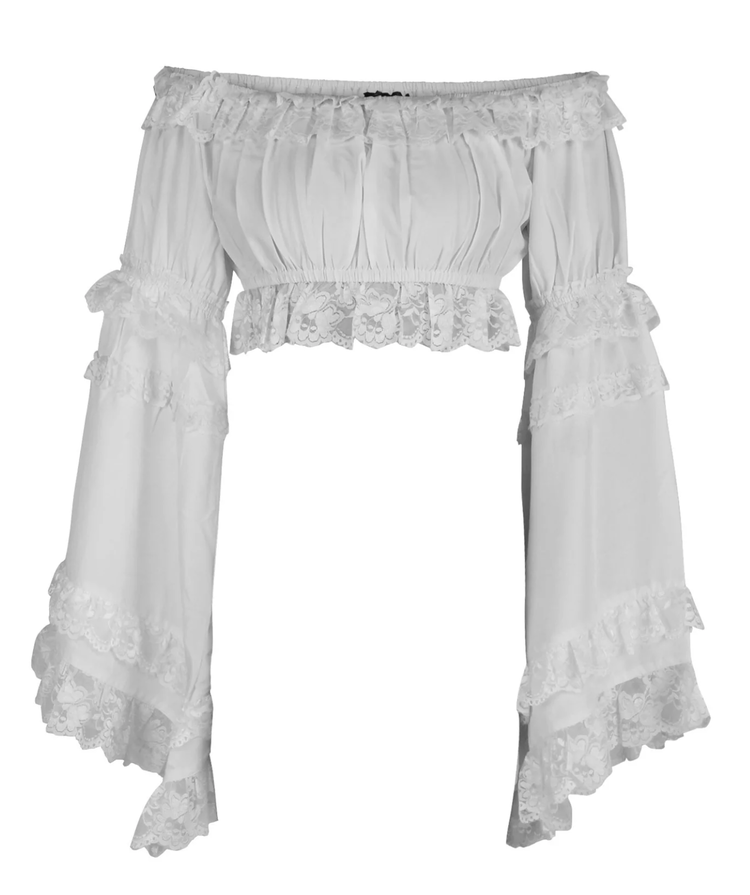 Smocked Flare Sleeve Peasant Top