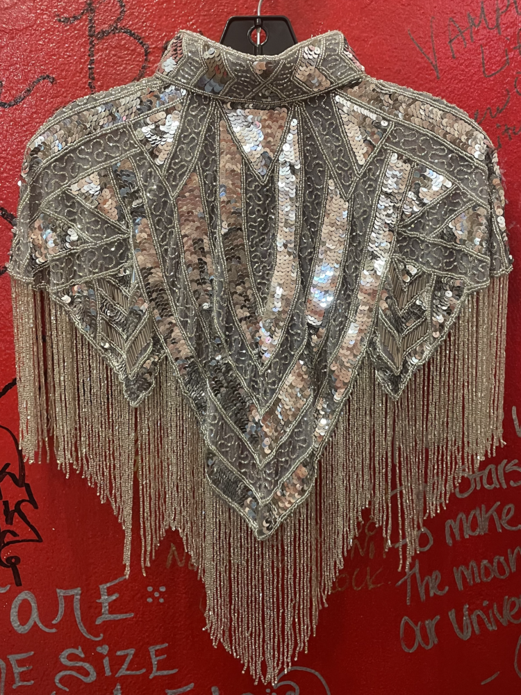 Beaded Art Deco Shoulder Shawl Silver