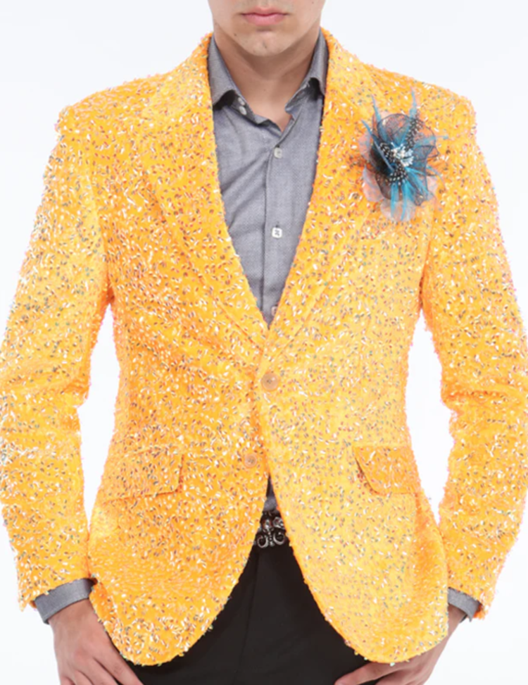 Velvet Sequin Tailored Mens Blazer