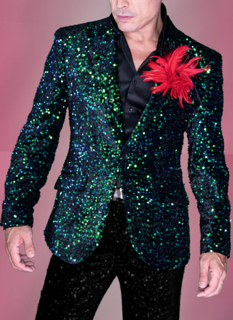 Velvet Sequin Tailored Mens Blazer