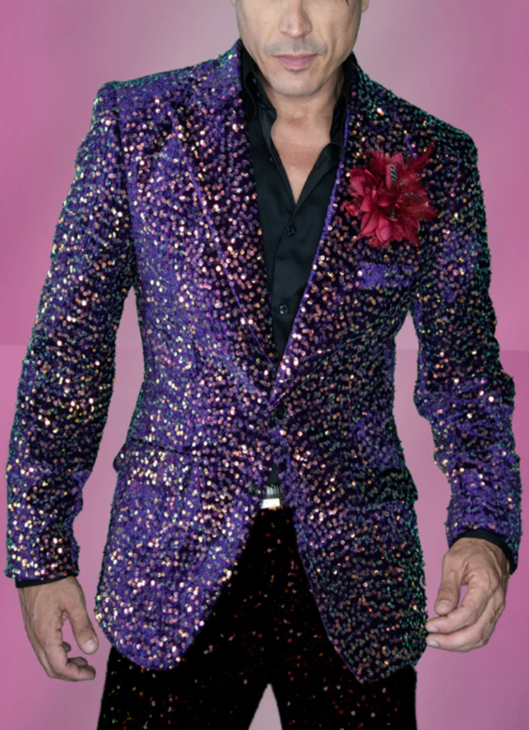 Velvet Sequin Tailored Mens Blazer