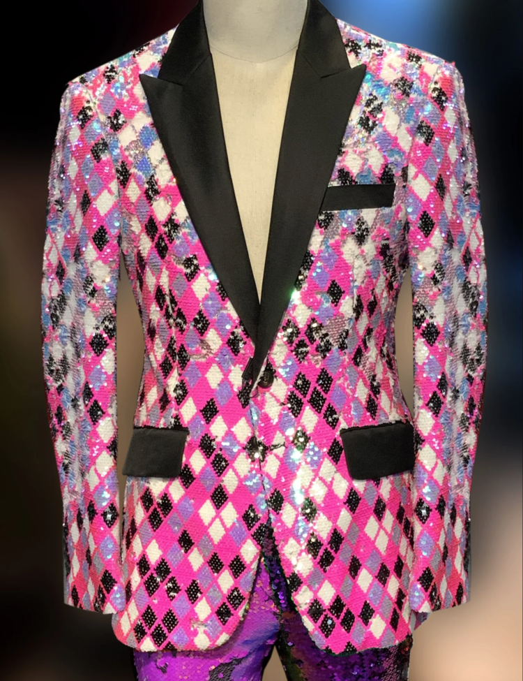 Patterned Sequin Tailored Mens Blazer