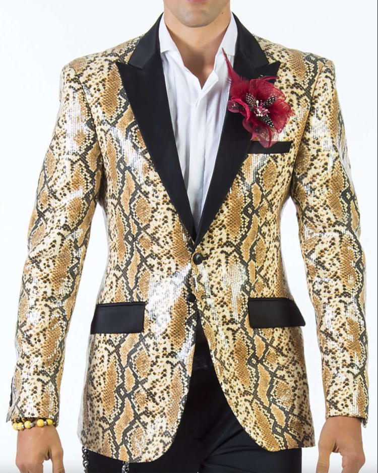 Patterned Sequin Tailored Mens Blazer