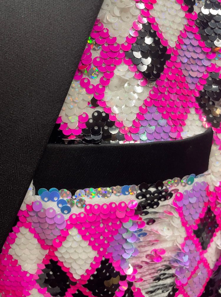 Patterned Sequin Tailored Mens Blazer