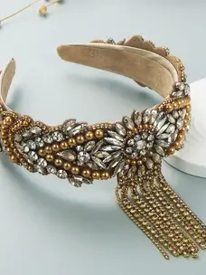 Baroque Tassel Rhinestone Headband