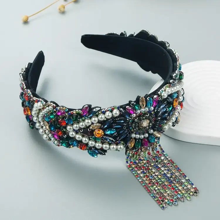 Baroque Tassel Rhinestone Headband