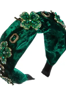 Clover Rhinestone Velvet Headband