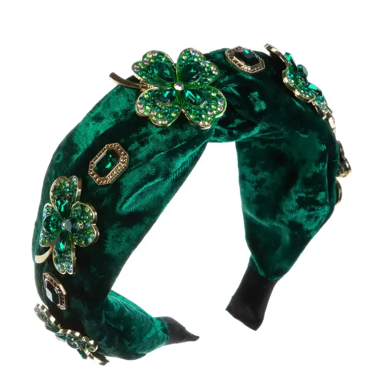 Clover Rhinestone Velvet Headband