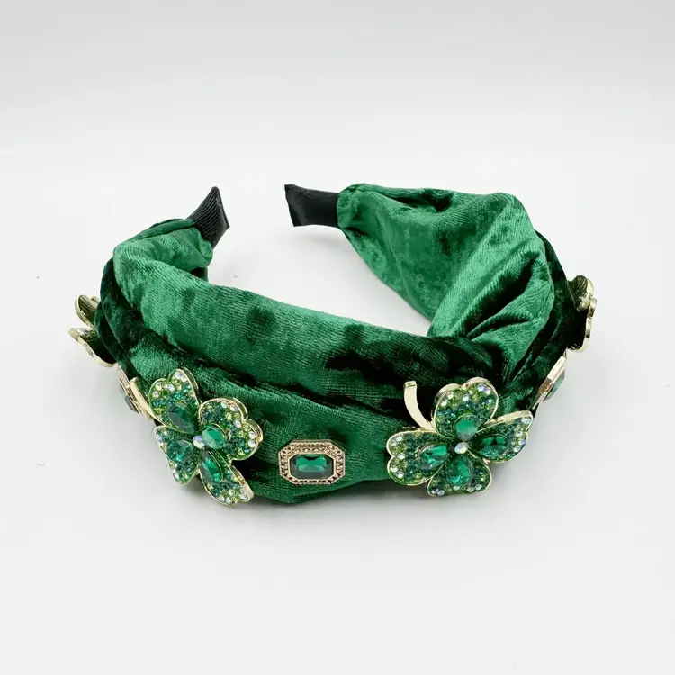 Clover Rhinestone Velvet Headband