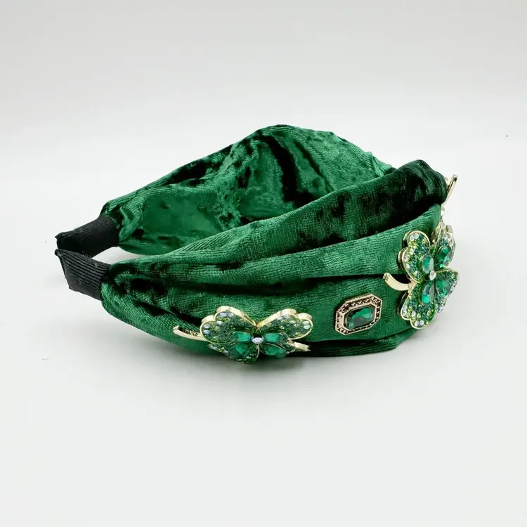 Clover Rhinestone Velvet Headband