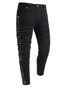 Denim Jeans with Rhinestone Side Trim