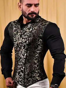 Men's Brocade Corset Vest