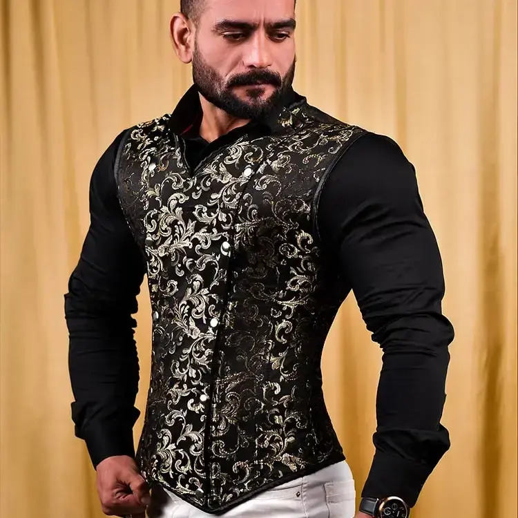 Men's Brocade Corset Vest