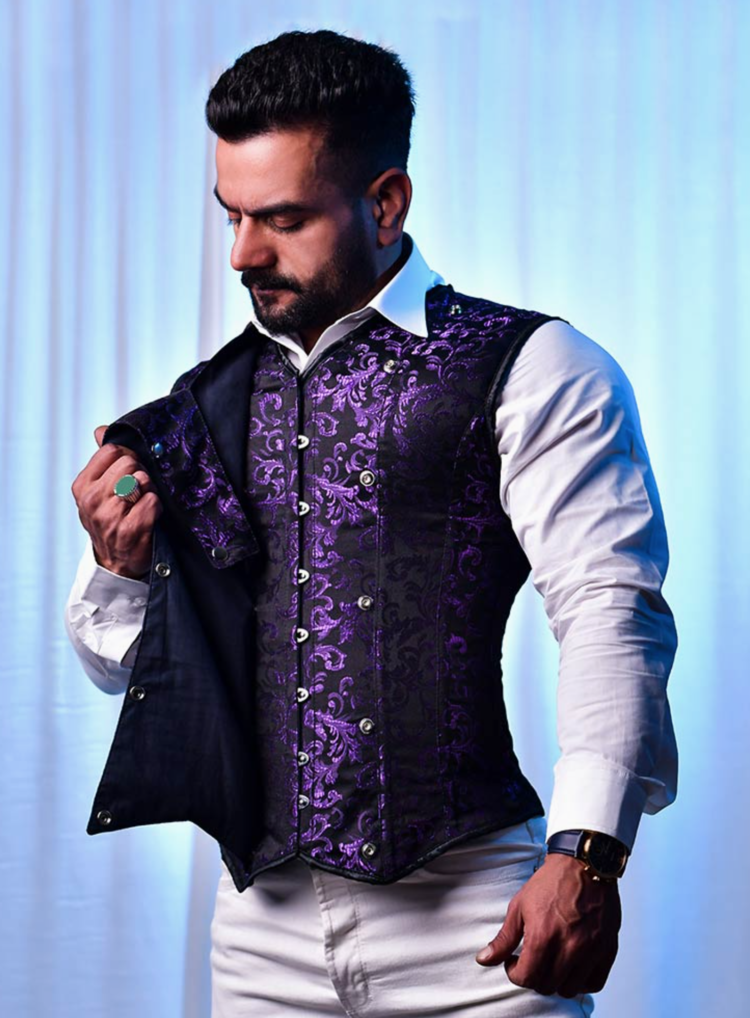 Men's Brocade Corset Vest