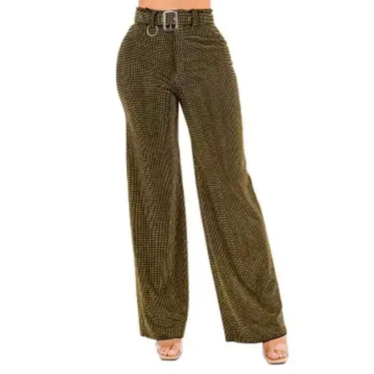 Cotton & Rhinestone Wide Leg Pants
