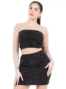 Rhinestone Tube Crop Top