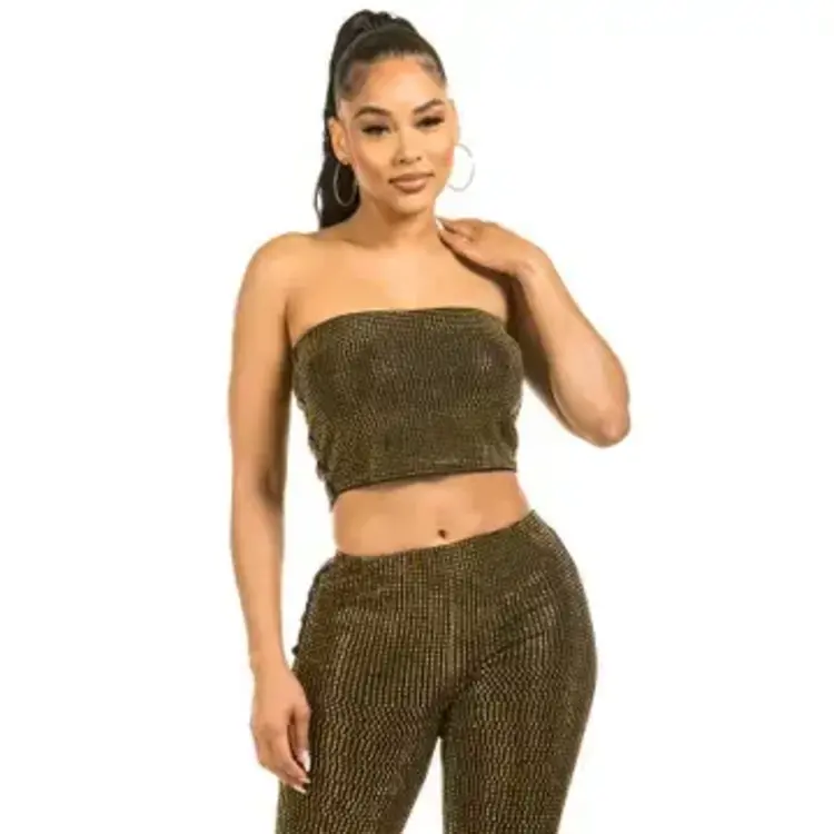 Rhinestone Tube Crop Top