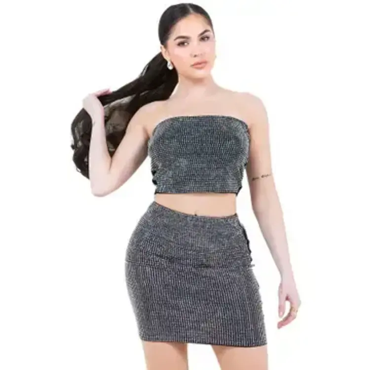 Rhinestone Tube Crop Top