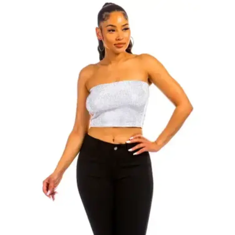 Rhinestone Tube Crop Top