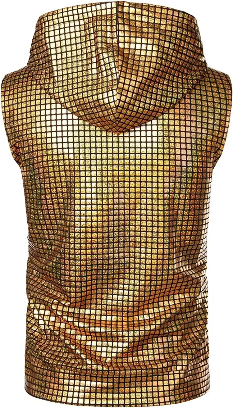 Metallic Zip Up Hooded Vest
