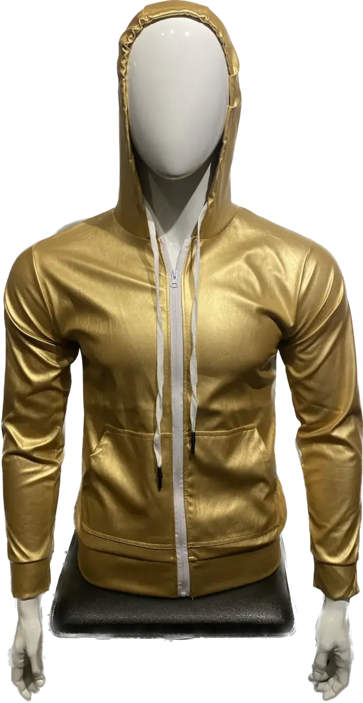 Metallic Faux Leather Hoodie
