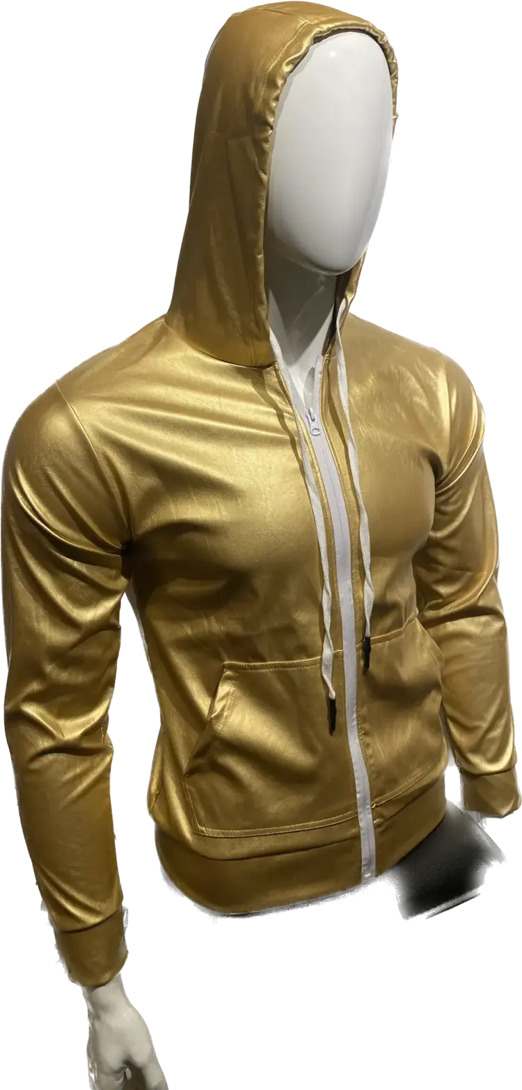 Metallic Faux Leather Hoodie