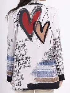 Italian Scripted Artistic Print Blazer