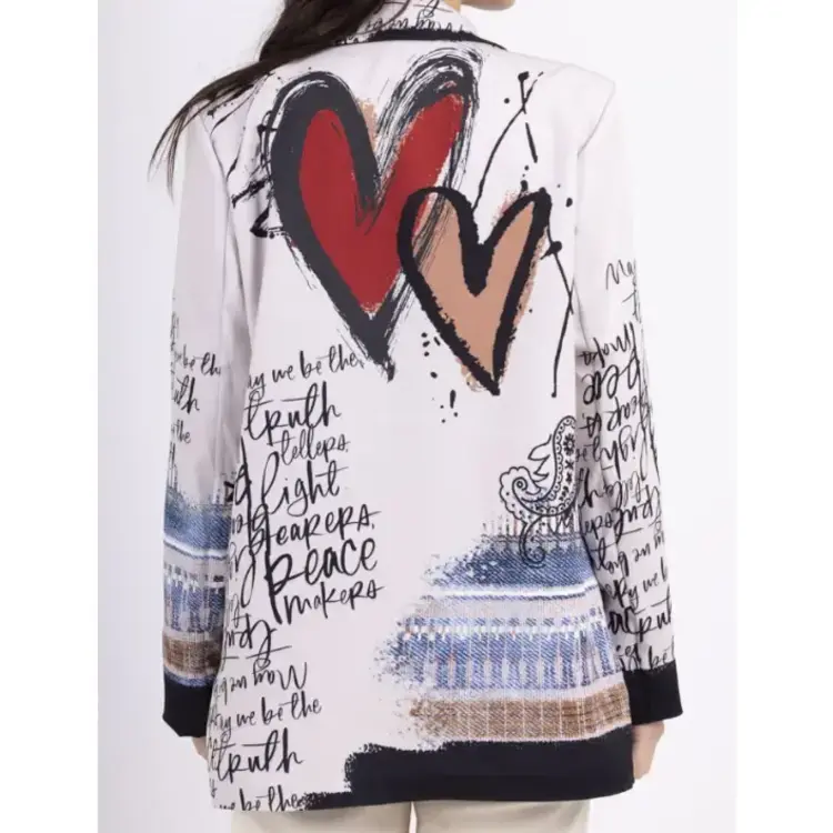 Italian Scripted Artistic Print Blazer