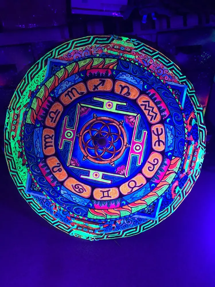 Zodiac Bamboo Parasol – UV Blacklight Reactive