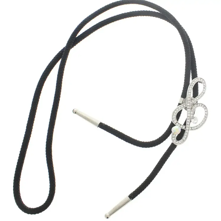 Rhinestone Treble Clef Bolo Tie