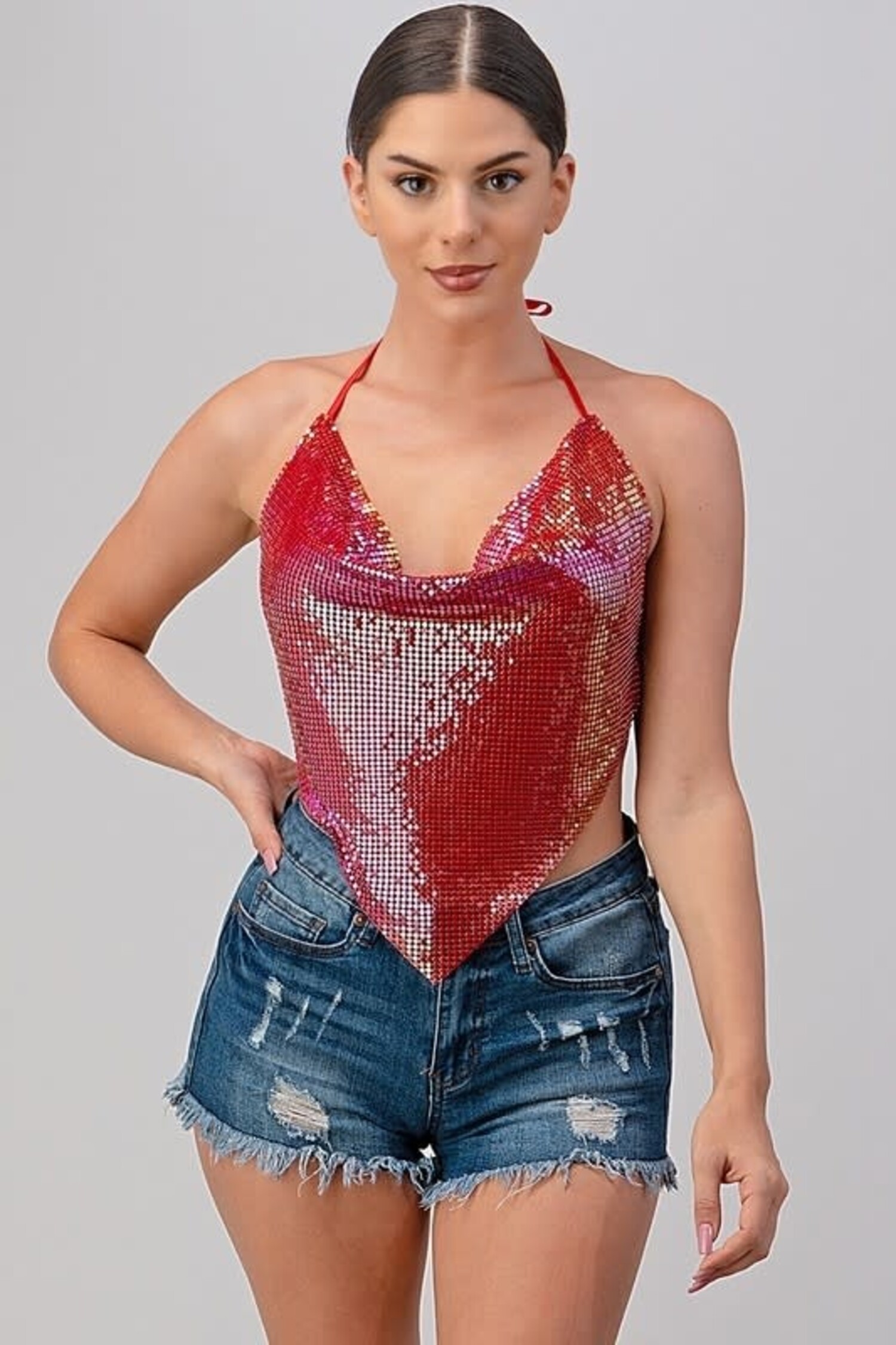 Metallic Backless Cowl Halter | No Rules Fashion - No Rules Fashion