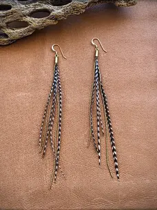 Mini Feather Earrings - Grizzly/Gold