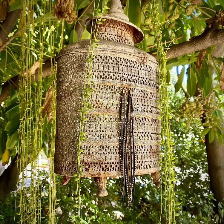 Leather & Feather Long Earring -Antique Brass