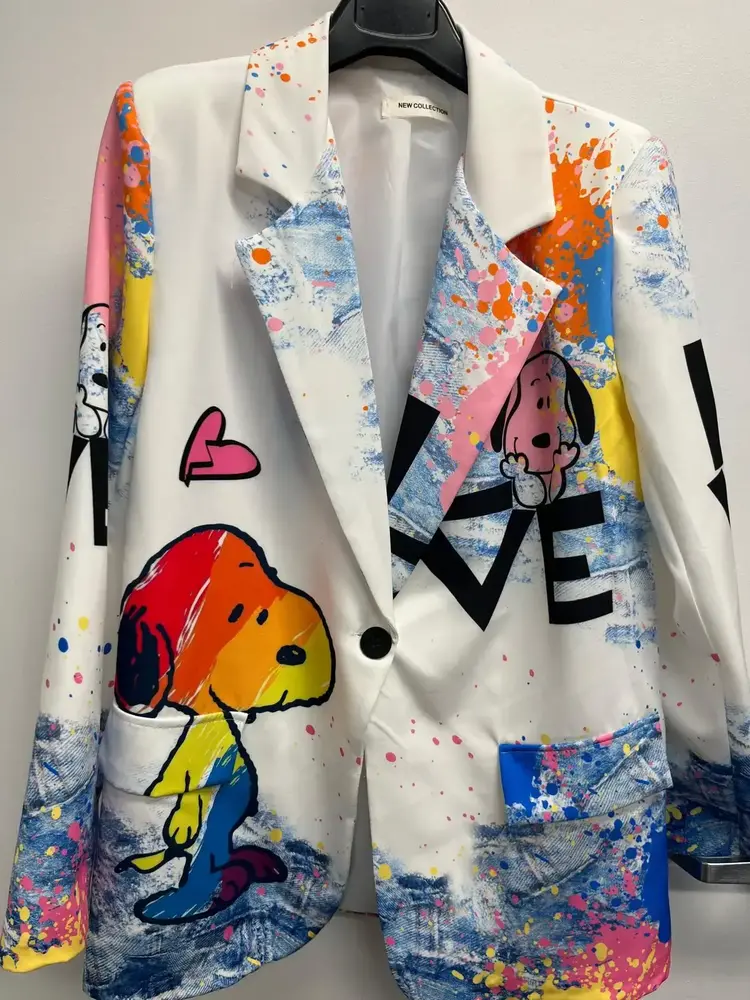 Italian Neon Snoopy Print Blazer