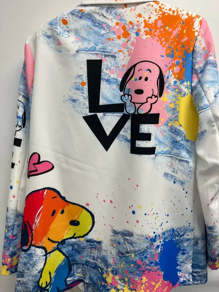 Italian Neon Snoopy Print Blazer